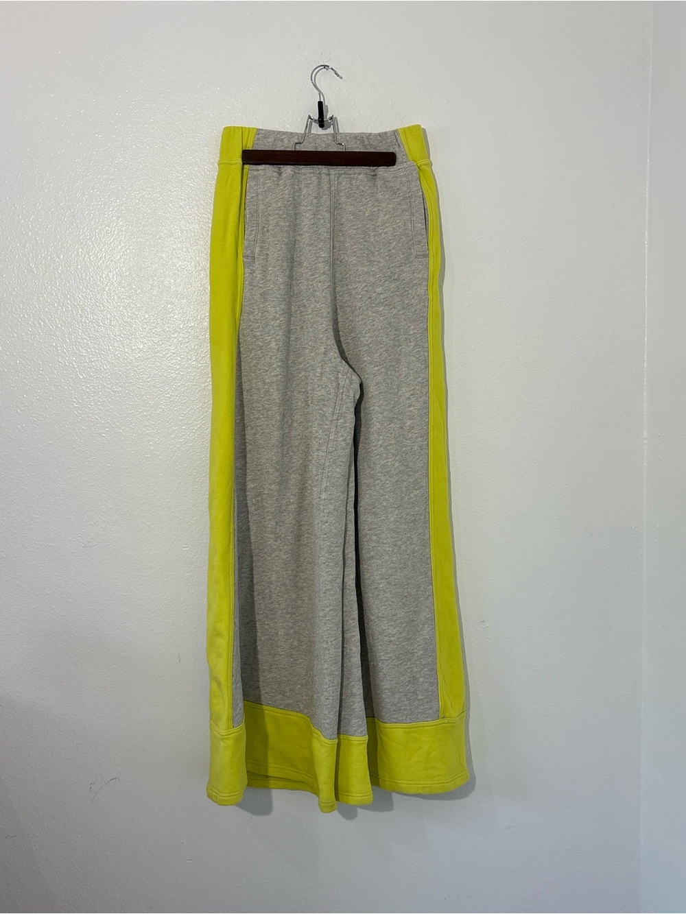 FP Movement Free People Split Second Pants Heather Grey Neon Yellow Wide Leg S - Picture 4 of 15